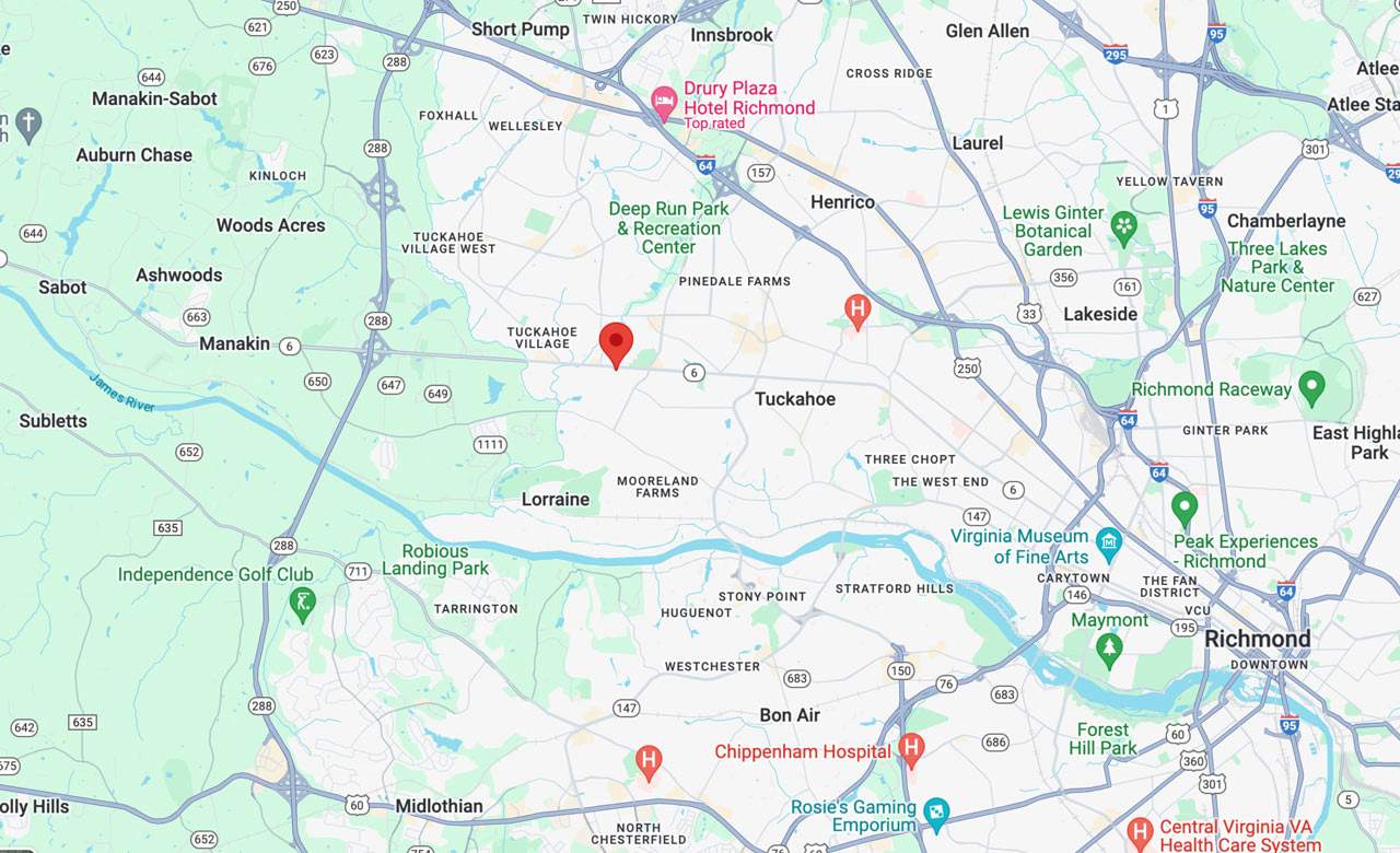 Map of FirstLight Home Care of Richmond's service area