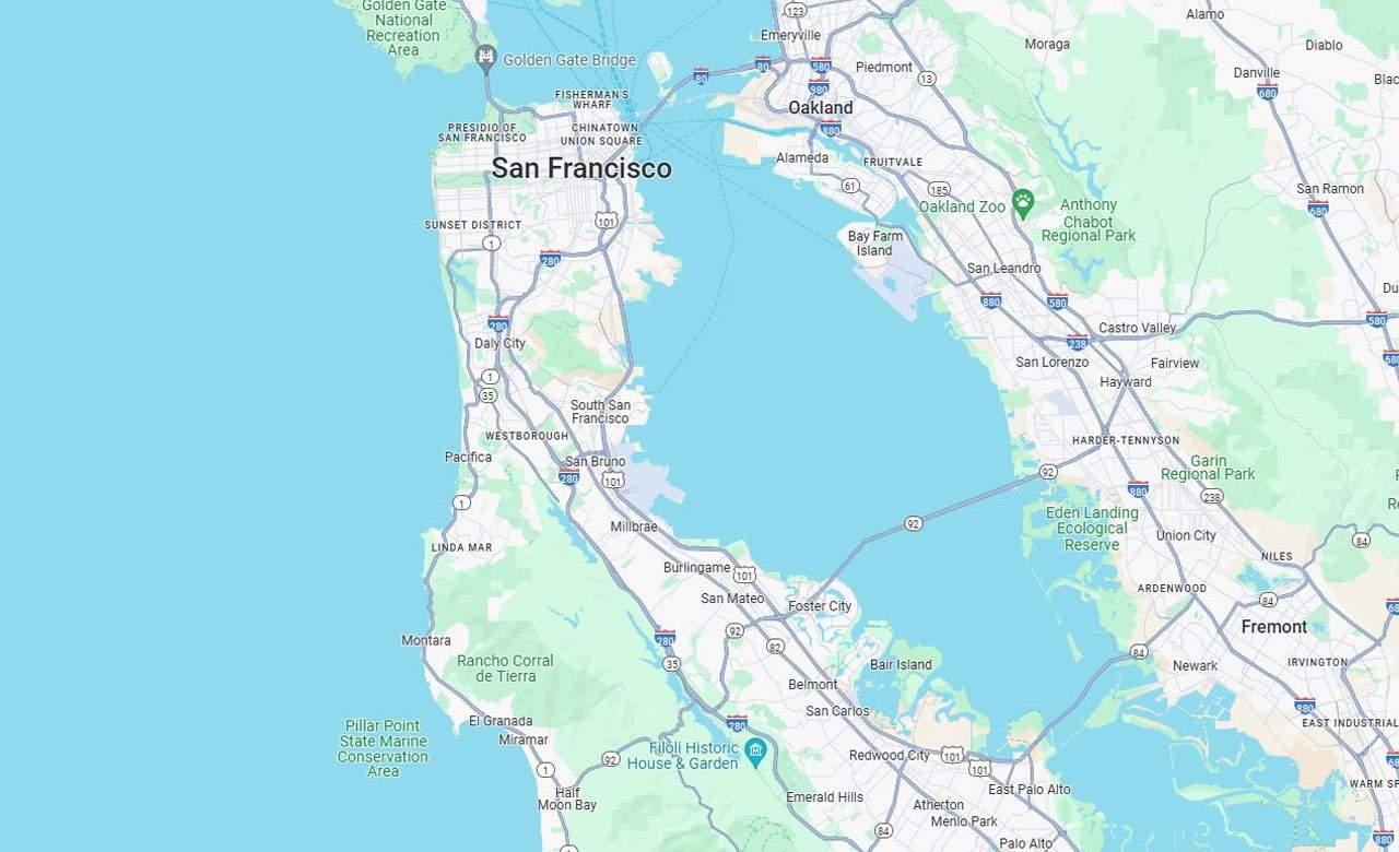 Map showing FirstLight's service area, including the San Francisco Peninsula