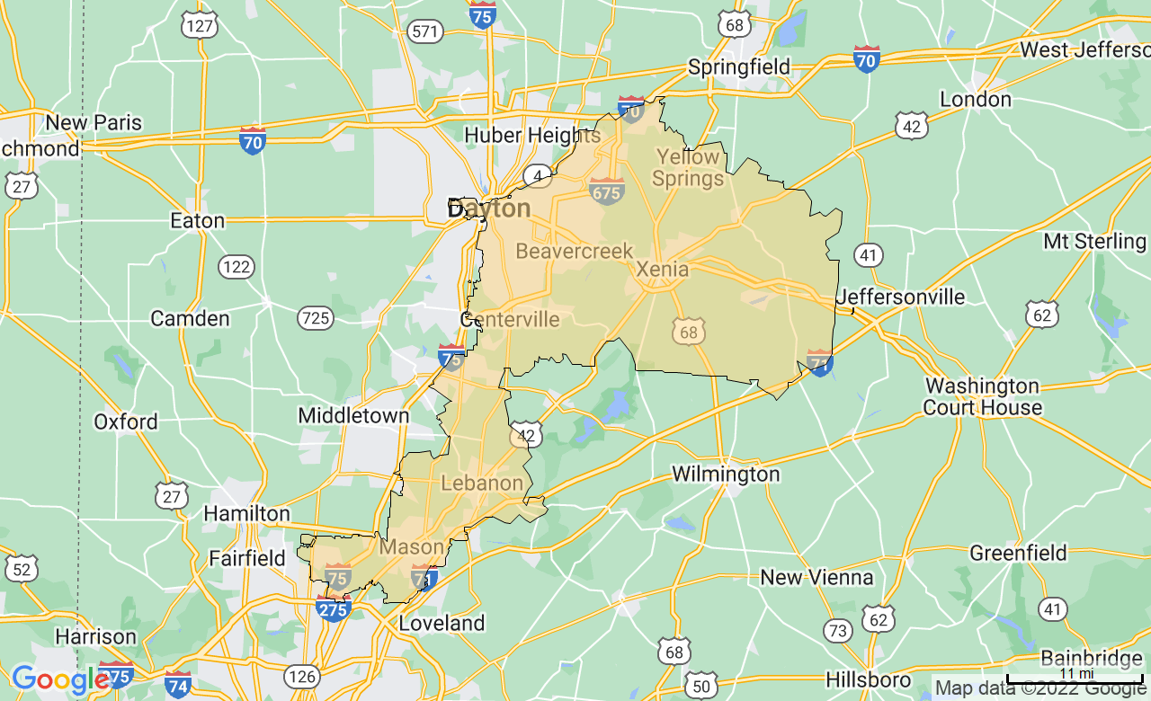 Map of the Southeast Dayton area